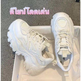 มาใหม่ รองเท้าผ้าใบผู้หญิง ทรงสปอร์ต รองเท้าแฟชั่น สีพื้น มี…