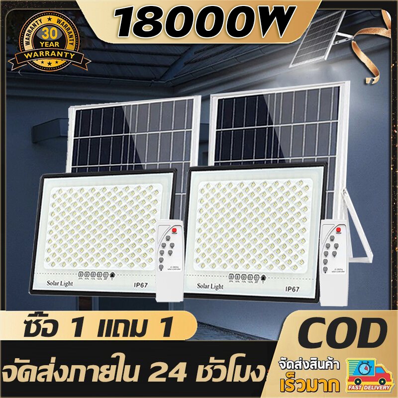 ไฟโซล่าเซลล์35000W โซล่าเซลล์ Solar Light โคมไฟโซล่าเซล กันน้ำ ป้องกันฟ้าผ่า การควบคุมแสงอัจฉริยะ ไฟสปอร์ตไลท์