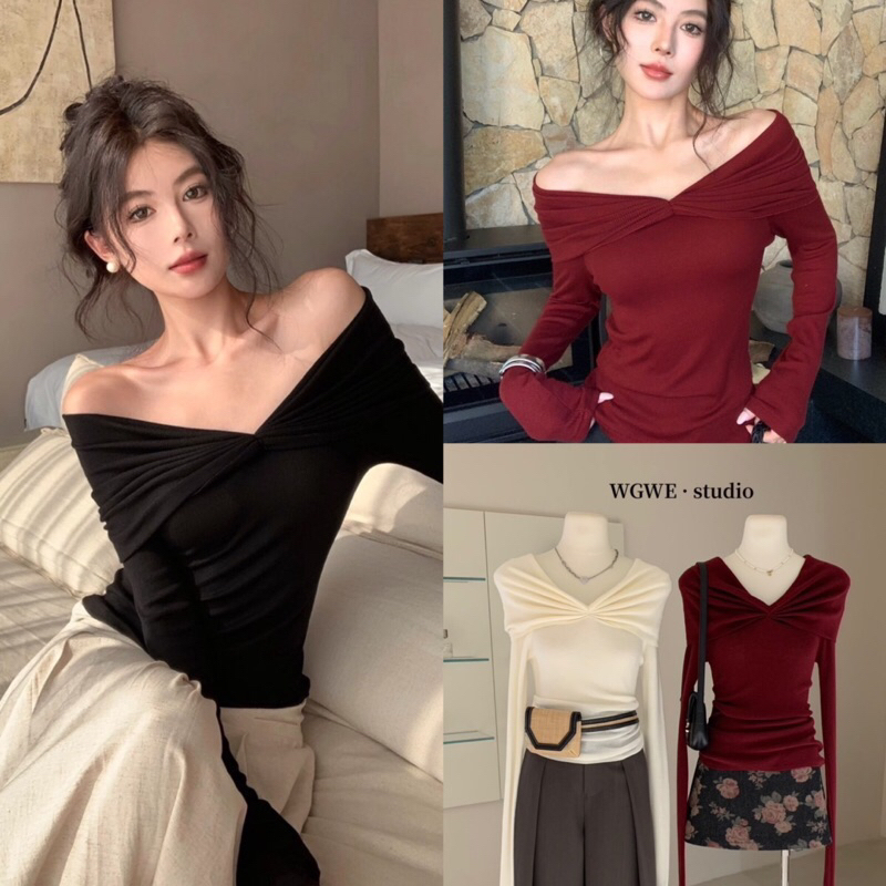 เสื้อแขนยาวเปิดไหล่รุ่น 9947 TAG:WG.WE