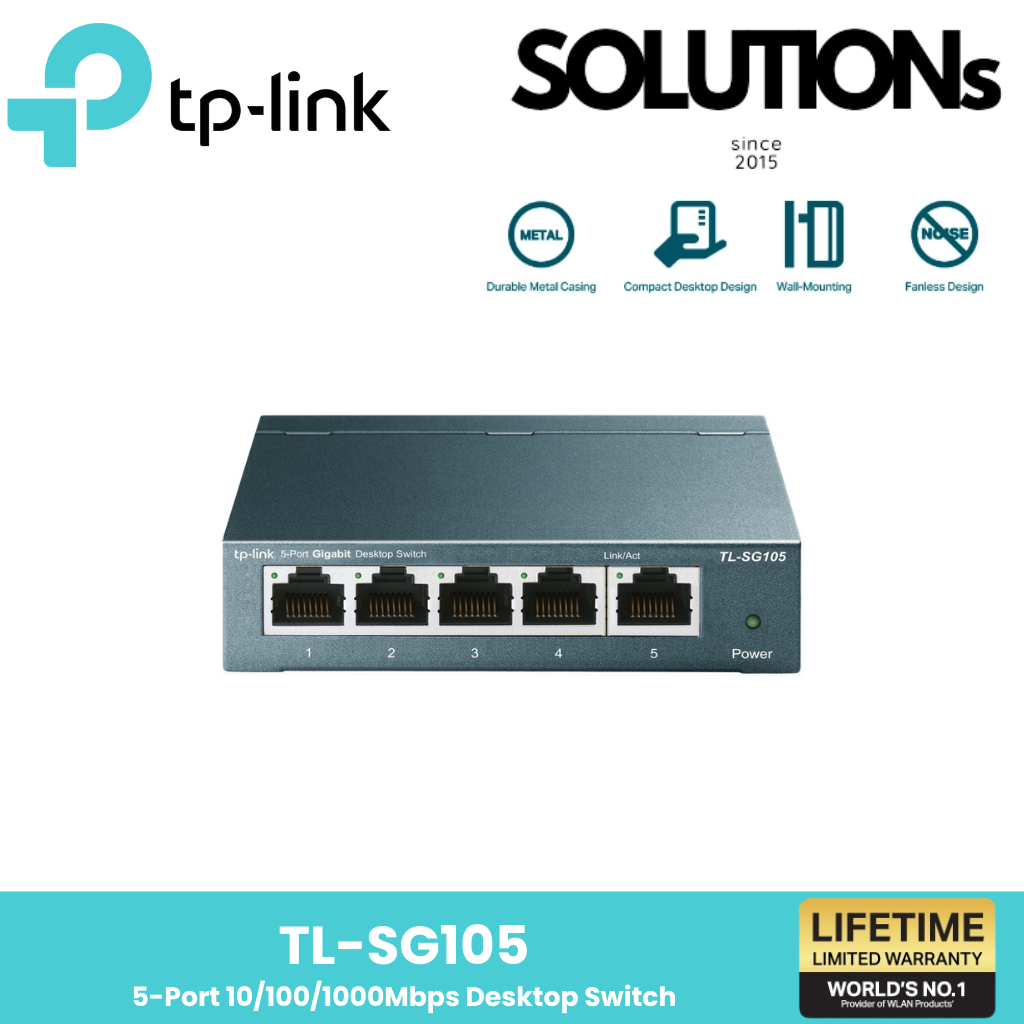 TP-Link ⚡️สวิตช์ฮับ⚡️ TL-SG105 5 PORTS GIGABIT PORT IN METAL CASING 10/100/1000Mbpsประกันตลอดอายุการใช้งาน