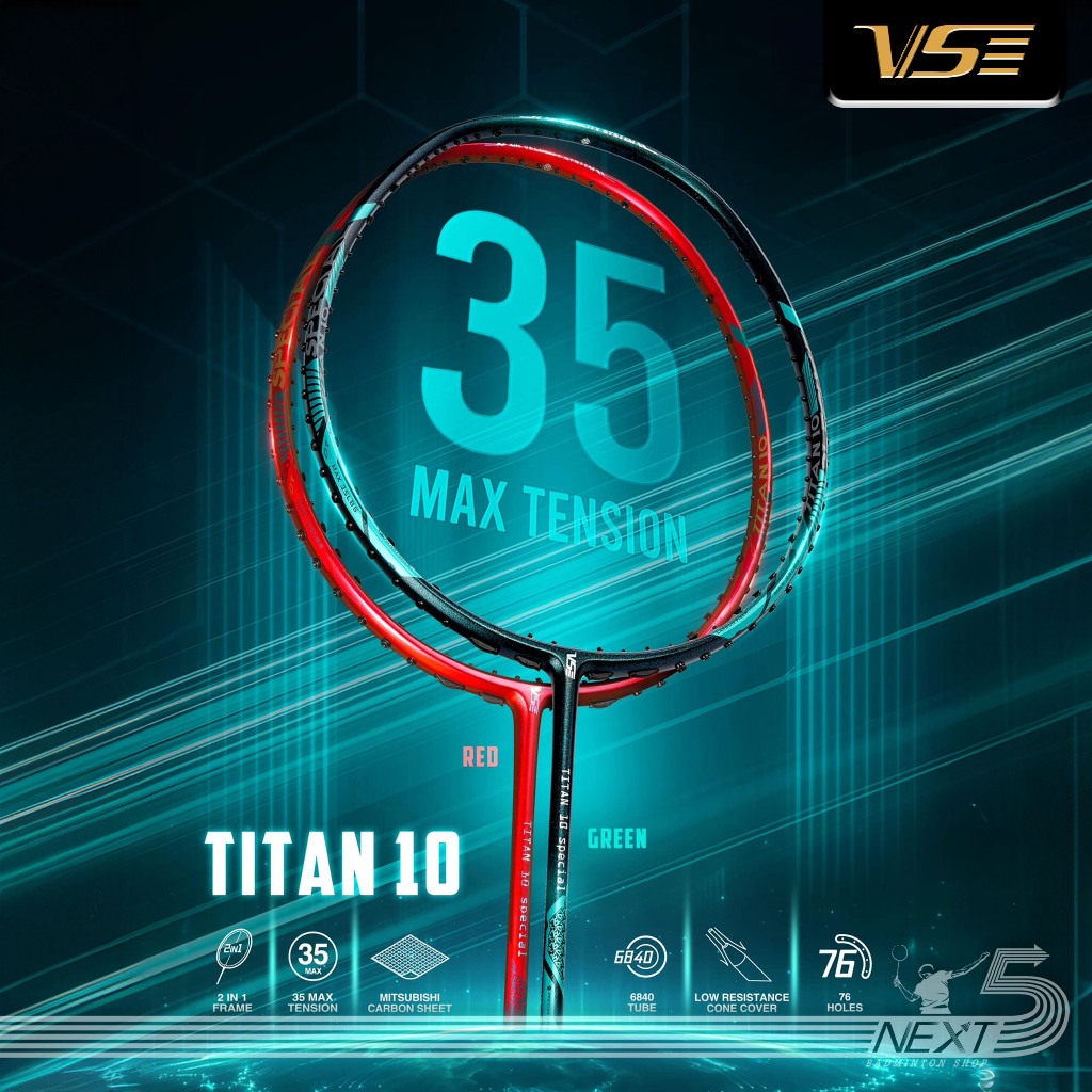 VS ไม้แบดมินตัน รุ่น TITAN 10 (4u) แถมเอ็น ซอง กริปยาง ประกันศูนย์ไทย