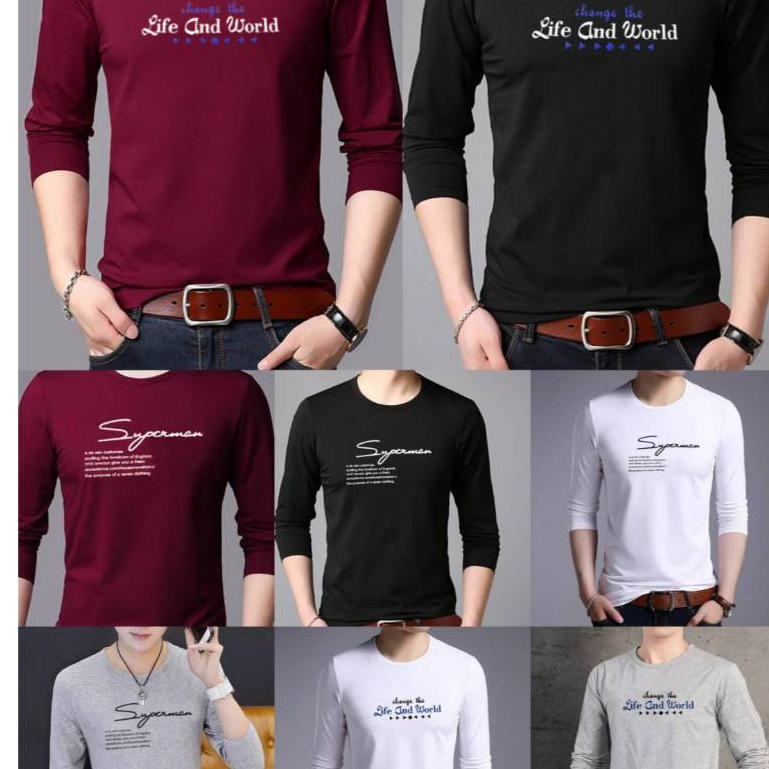 ##พร้อมส่ง#เสื้อผ้าแฟชั่นผู้ชาย เสื้อแขนยาวคอกลม(TSH-011=TSH014)