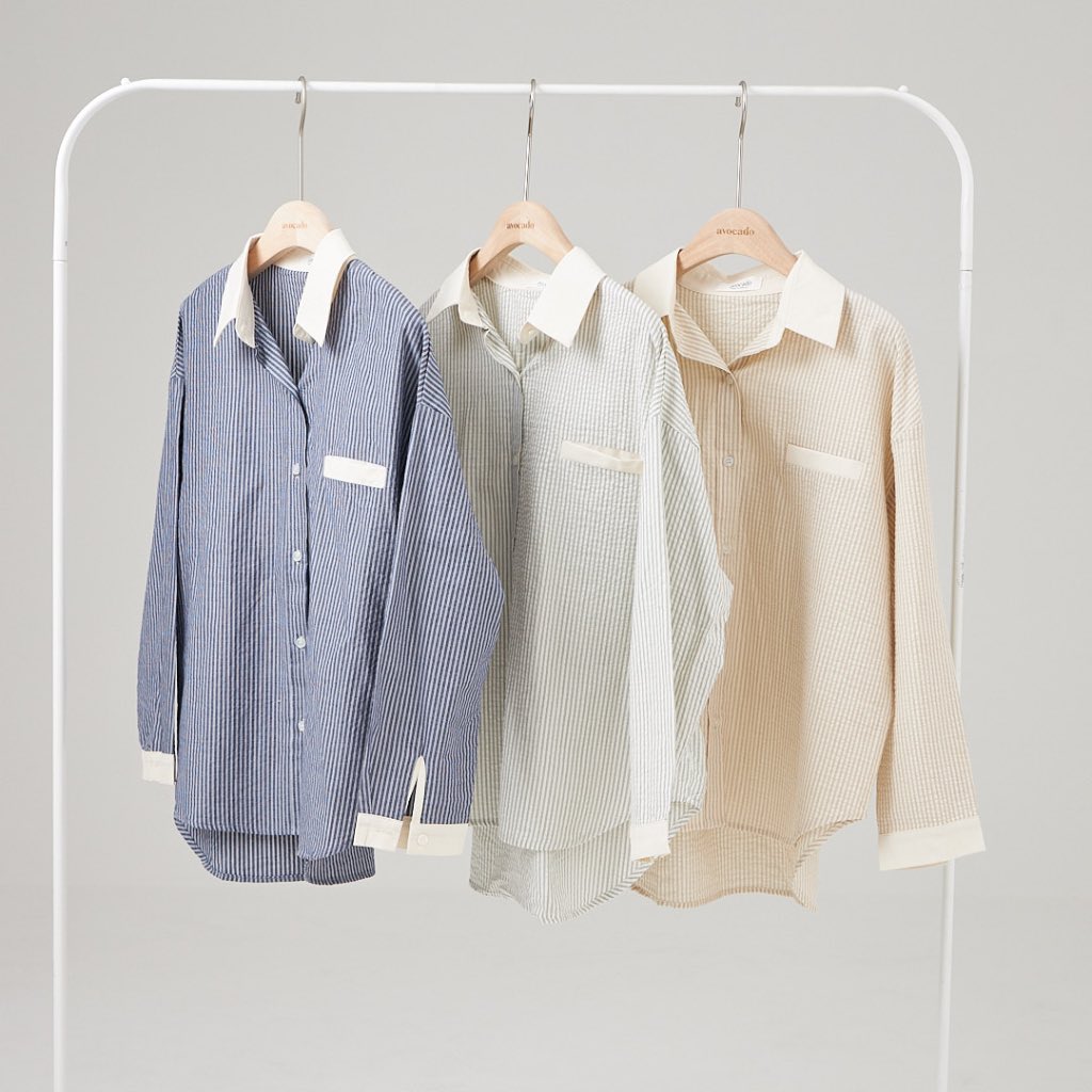 (พร้อมส่ง) avo buttermilk shirt เสื้อเชิ้ตลายทาง