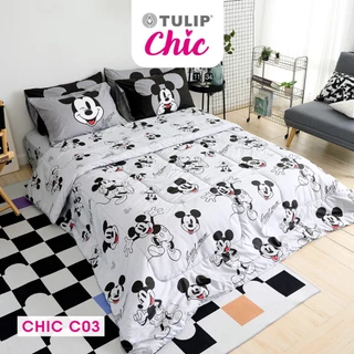 TULIP CHIC มิกกี้เมาส์ CHIC C03 Mickey ลิขสิทธิ์แท้ดิสนีย์ ชุดผ้าปู ผ้าห่มนวม สไตล์มินิมอล สัมผัสนุ่มไม่ระคายผิว