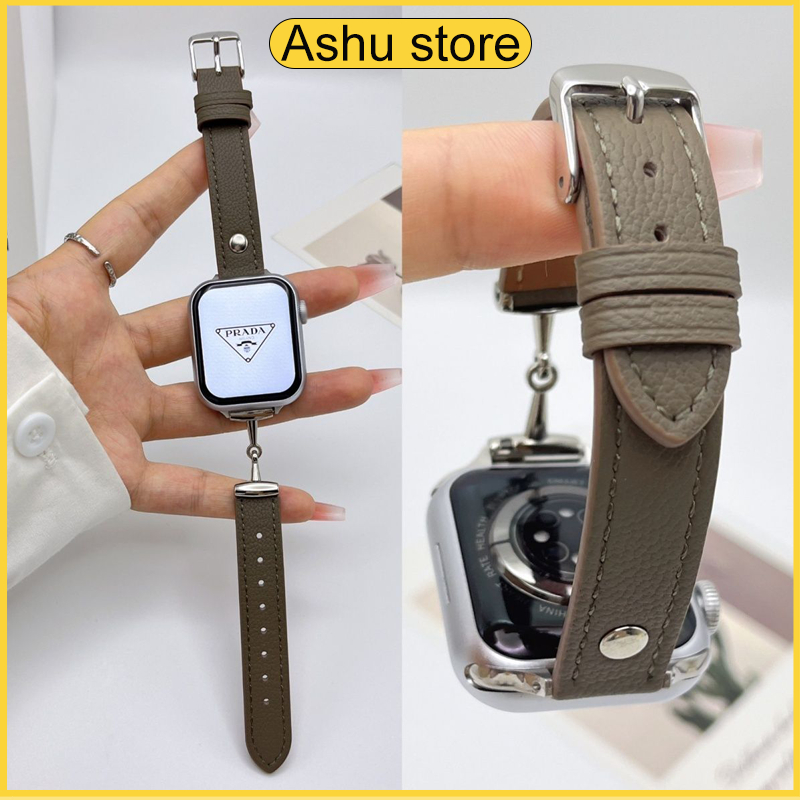 สายหนังชนิด T เหมาะสำหรับ ultra 49mm46mm45mm44mm42mm41mm40mm38mm iwatch series 10 9 8 7 6 SE 5 4 3 2 1 lambskin สายโลหะ
