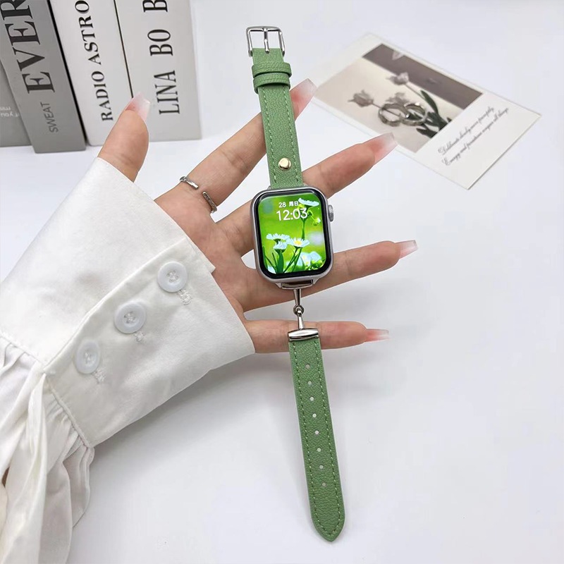 สายหนังชนิด T เหมาะสำหรับ ultra 49mm46mm45mm44mm42mm41mm40mm38mm iwatch series 10 9 8 7 6 SE 5 4 3 2 1 lambskin สายโลหะ