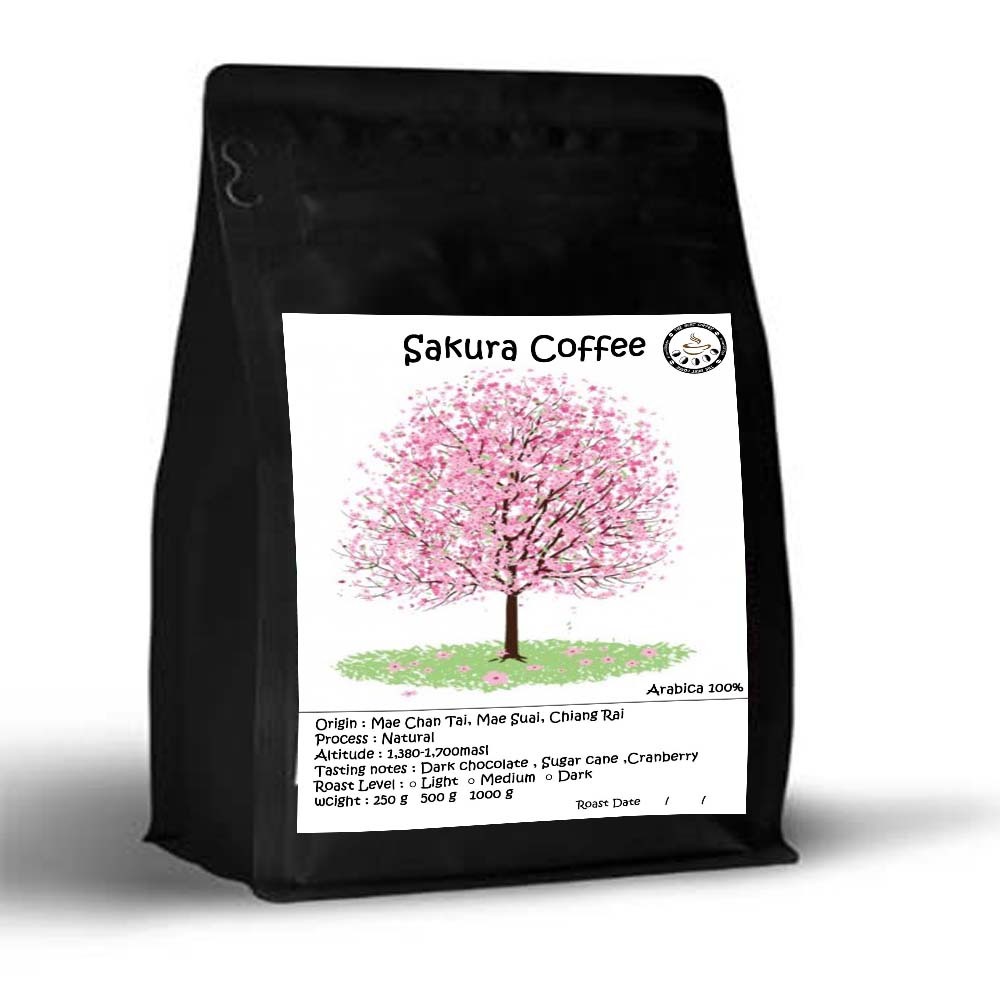 Sakura Coffee เมล็ดกาแฟจากแม่จันใต้ เชียงราย มีคั่ว3ระดับ อ่อน,กลาง,เข้ม