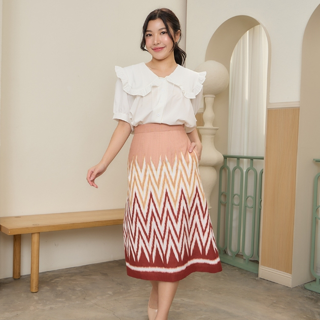 APRIL'S | Cha-Ba Skirt กระโปรงผ้าไทยรุ่นชบา