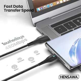 HENSAWA รุ่น US3098 สายชาร์จเร็ว 3A USB To L Micro Type-c สีดำ สายPVC 1m ชาร์จไว USB C Fast Charge Cable & Sync
