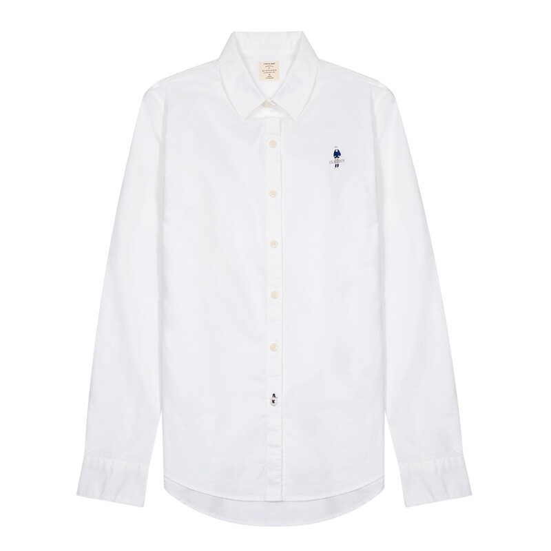 GIORDANO เสื้อเชิ้ตผู้หญิง แขนยาว Women's Oxford Long Sleeve Shirt 05340038
