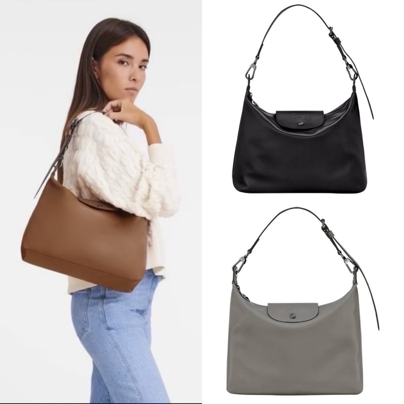 (สด-ผ่อน) Size M Longchamp Pliage cuir xtra หนังวัว Shoulder strap