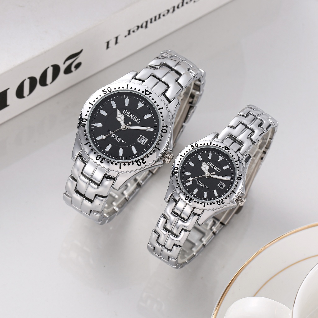 มือผู้หญิงกันน้ํา Senkq นาฬิกาข้อมือผู้ชายแฟชั่นวันที่วัสดุสแตนเลสรุ่น2231-3331