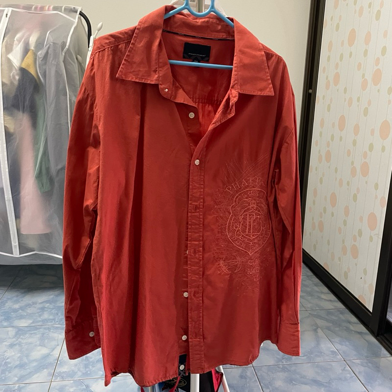เสื้อเชิ้ตผู้ชาย สีส้มอิฐ ไซส์ 3XL