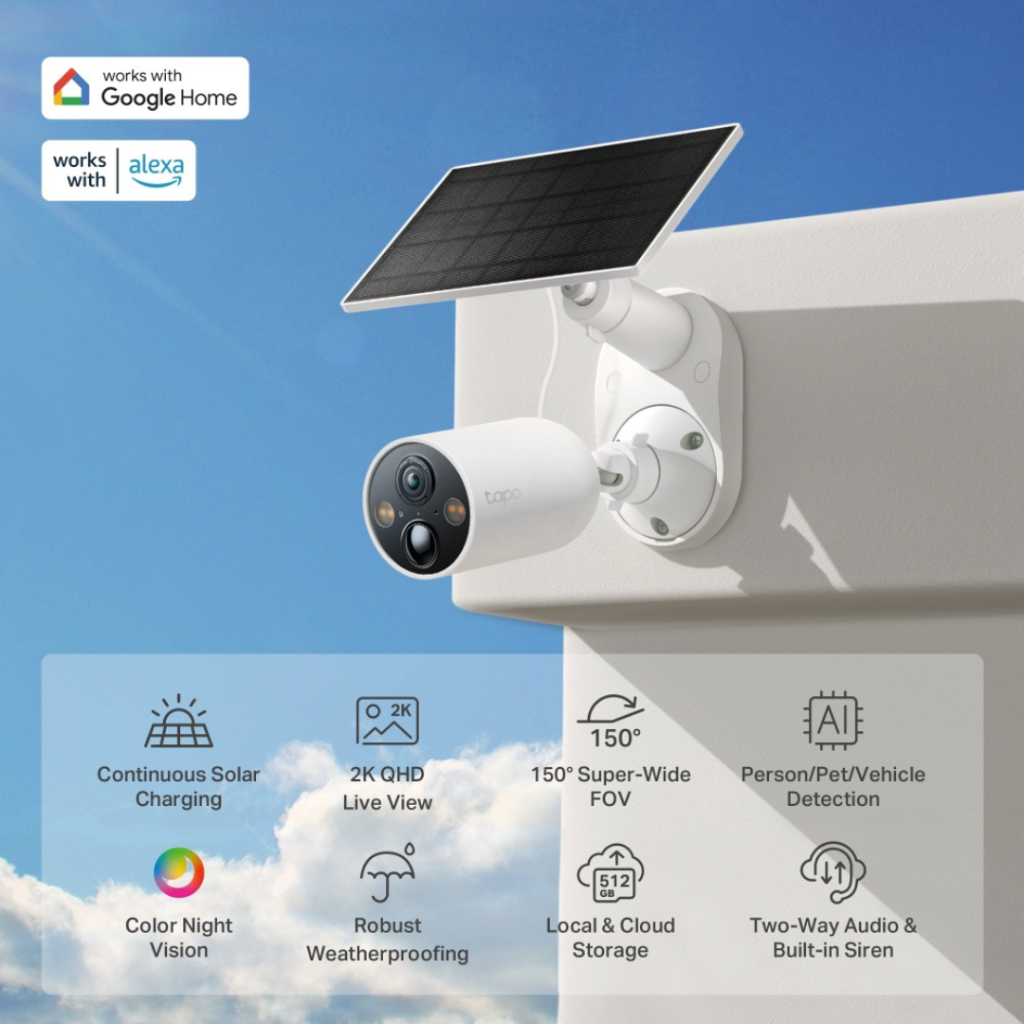 TP-Link TAPO C425 KIT ชุดกล้องรักษาความปลอดภัยพลังงานแสงอาทิตย์ Solar-Powered Security Camera Kit By Vnix Group