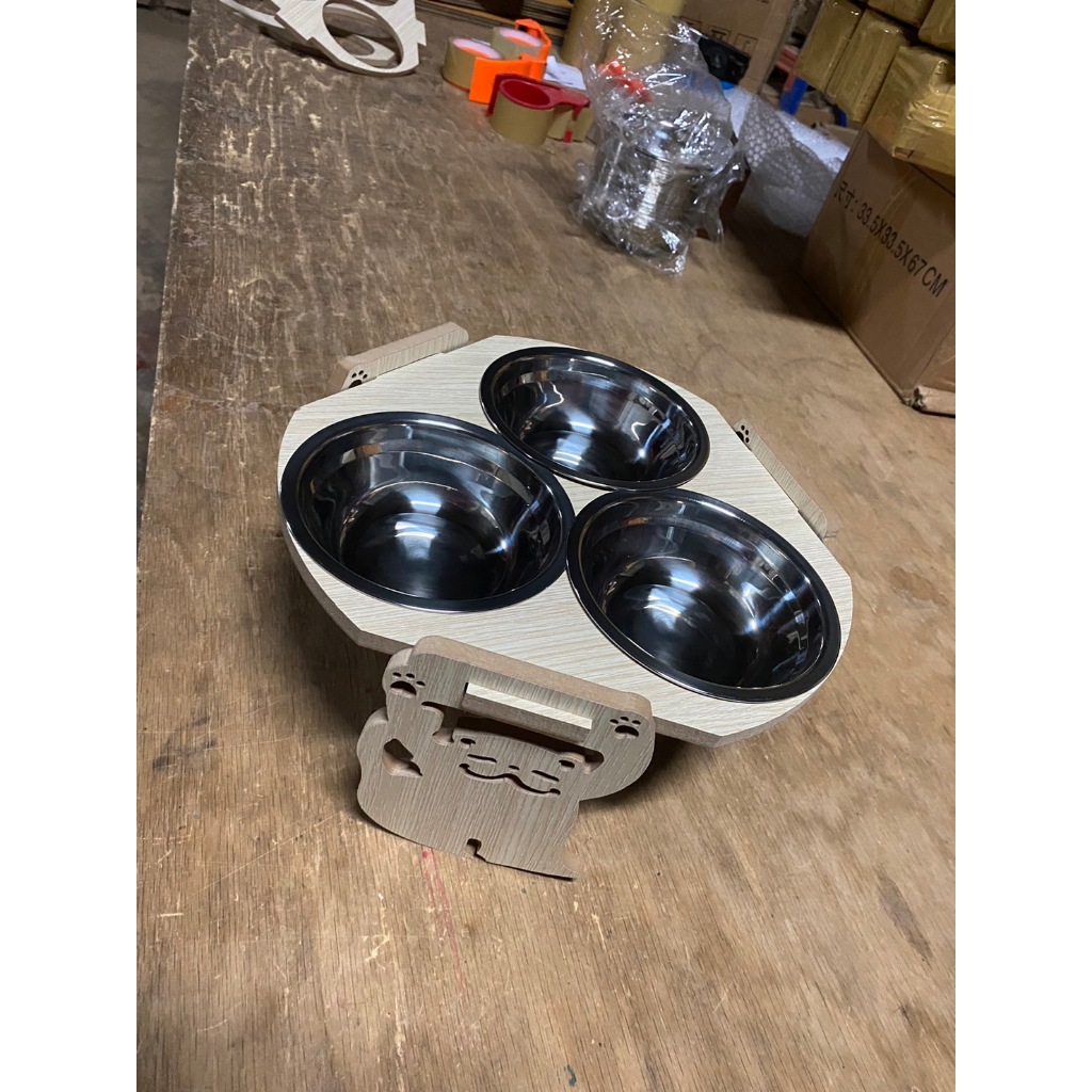 คนไทยออกเเบบ [ สินค้าเเมว : CT0034 ] 3 หลุม พร้อมส่ง ชามอาหารสัตว์ แบบใหม่ - รูปที่ 3