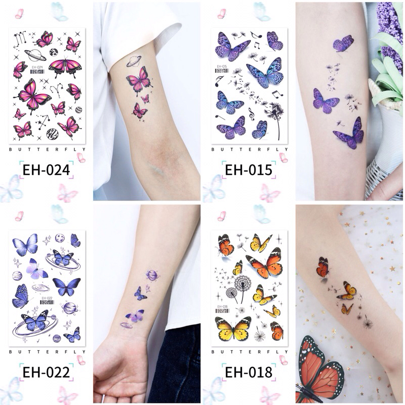 Tattoo แทททูผีเสื้อ 7x12cm. พร้อมส่งใน
