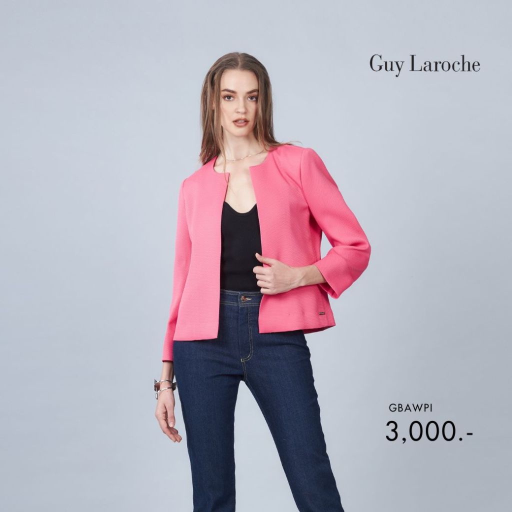 Guy Laroche แจ็คเก็ต Light jacket Airy คอกลม แขนยาว สีชมพู GBAWPI