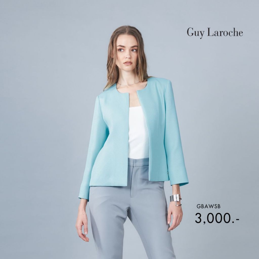 Guy Laroche แจ็คเก็ต Light jacket Airy คอกลม แขนยาว สีฟ้า GBAWSB