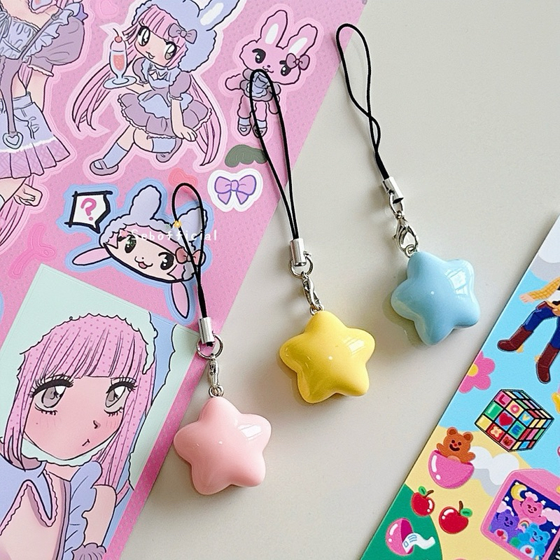 keychain | สายคล้องโทรศัพท์ รูปดาว การ์ตูนเรซิ่น | พวงกุญแจ ที่ห้อยโทรศัพท์ พวงกุญแจห้อยกระเป๋า ของขวัญ ปัจฉิม