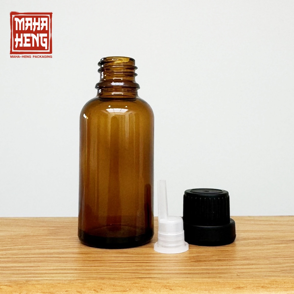 ขวดน้ำมันหอมระเหย ขวดอโรม่าออย ขวดแก้วสีชาหัวหยด 5/10/15/20/30/50/100ml พร้อมจัดส่ง มหาเฮง บรรจุภัณฑ์