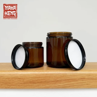 แก้วเทียนหอม โหลเทียนหอม กระปุกใส่น้ำพริก โหลแก้วสีชา 100/250ml พร้อมจัดส่ง มหาเฮง บรรจุภัณฑ์