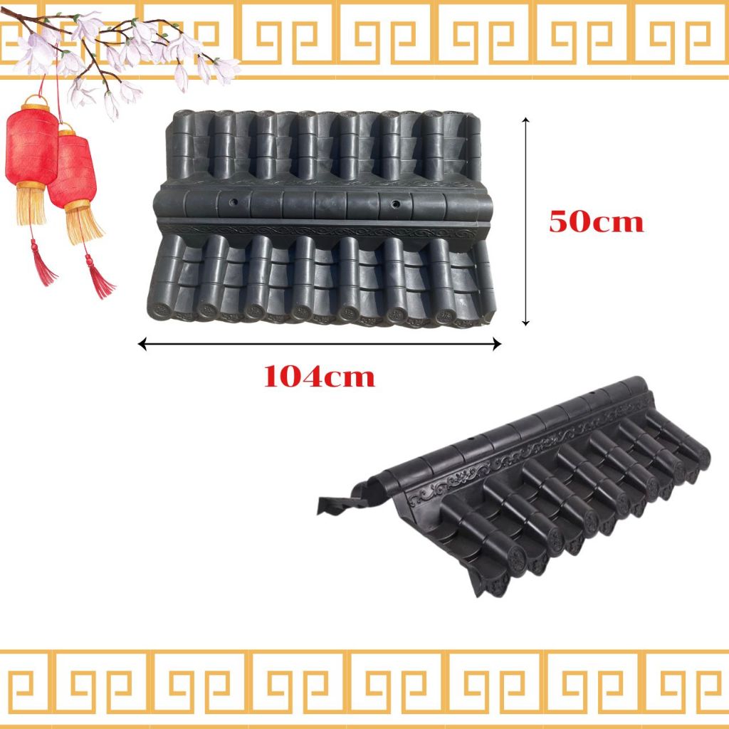 หลังคา 2 ด้าน (จั่ว) หลังคา กันสาด สไตล์จีน ทำจาก กระเบื้องพลาสติก PP ขนาด 104x50 ซม. ตกแต่งบ้าน สไตล์จีน