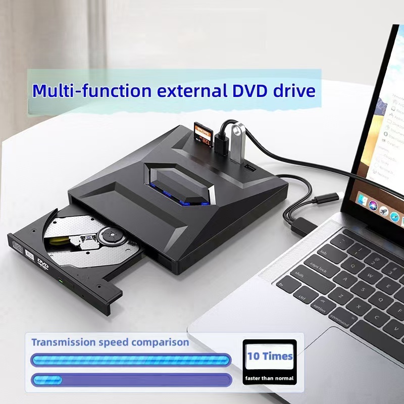 USB 3.0 Multifunctional DVD-RW type-c Dual Interface TF Card อ่านคอมพิวเตอร์ภายนอก 7in1