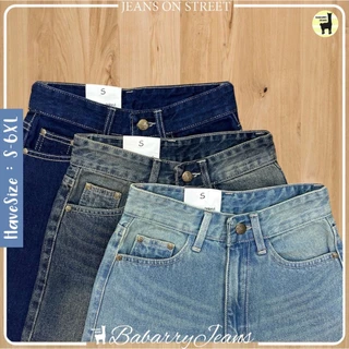 Babarry Style [S-6XL] - กางเกงขาสั้น ยีนส์ 5 ส่วน เอวสูง ยาว 23 นิ้ว