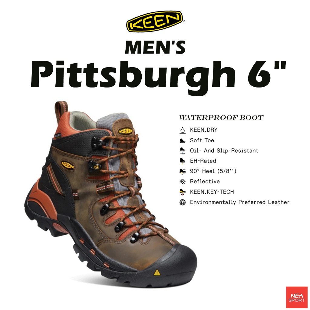 [ลด30% เก็บโค้ด 2509FASHDD]Keen Men's Pittsburgh 6" Waterproof Boot - WIDE (Soft Toe) หน้ากว้าง รองเท้าทำงาน เดินป่า คีน