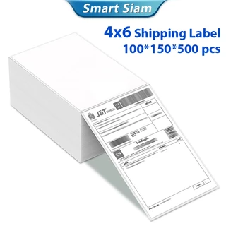 (100*150*500ใบ) กระดาษสติกเกอร์แบบพับ 4x6 Fanfold Thermal Label Sticker ปริ้นใบปะหน้าพัสดุ เหมาะสำหรับขนส่งทั่วไป