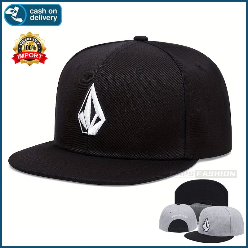 หมวกฮิปฮอปยี่ห้อ VOLCOM หมวกปีกตรง หมวกปีกแบนปักลายแฟชั่น หมวกเบสบอล หมวกผู้ชาย เหมาะสำหรับผู้ชายและผู้หญิง