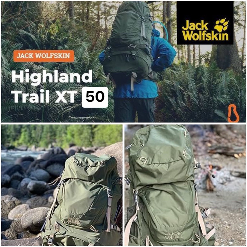 Jack wolfskin เป้เดินป่า50ลิตร อุปกรณ์เดินป่า กระเป๋าเดินป่า Columbia