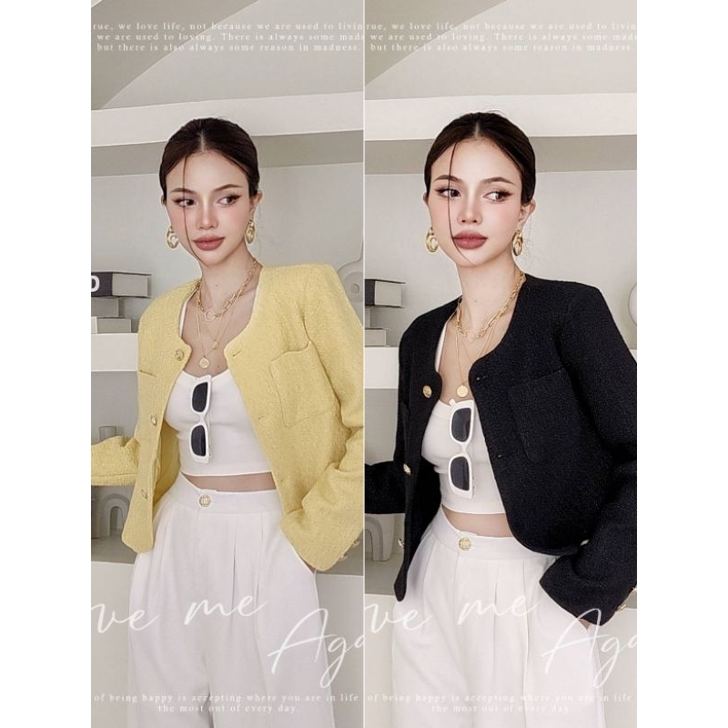 #COTTON CANDY เสื้อเบลเซอร์ครอป รุ่นมูน New. MOON sugar tweed.korea