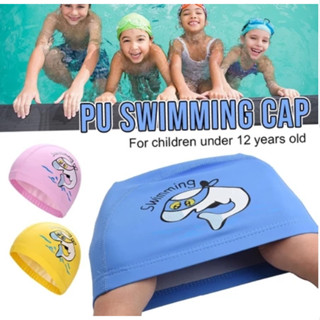 หมวกว่ายน้ำเด็ก หมวกว่ายน้ำผ้าPUความยืดหยุ่นดี ออกแบบสวย ลาย…