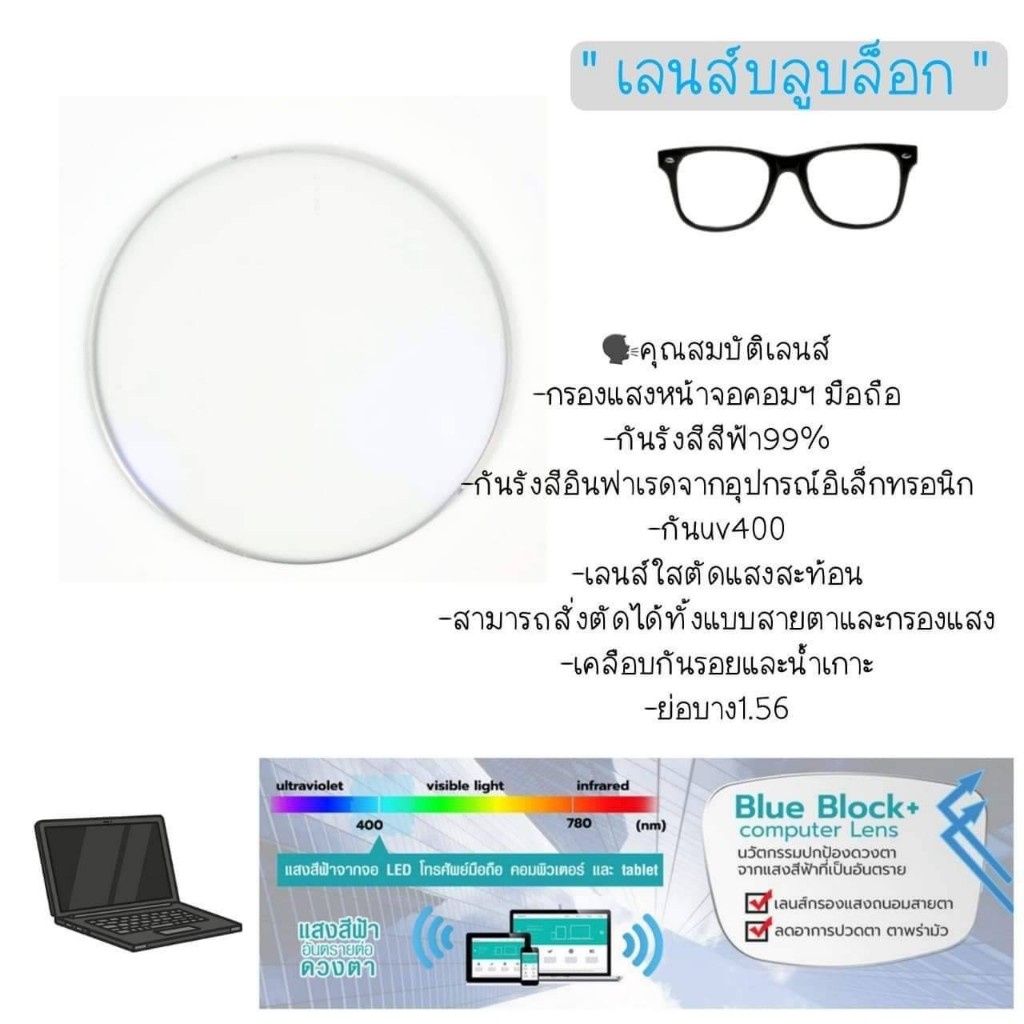 แว่นสายตา แว่นกรองแสง สสไตล์เกาหลี สั่งตัดค่าสายตาได้ค่ะ สำหรับผู้หญิง (รุ่น 72618) - รูปที่ 6