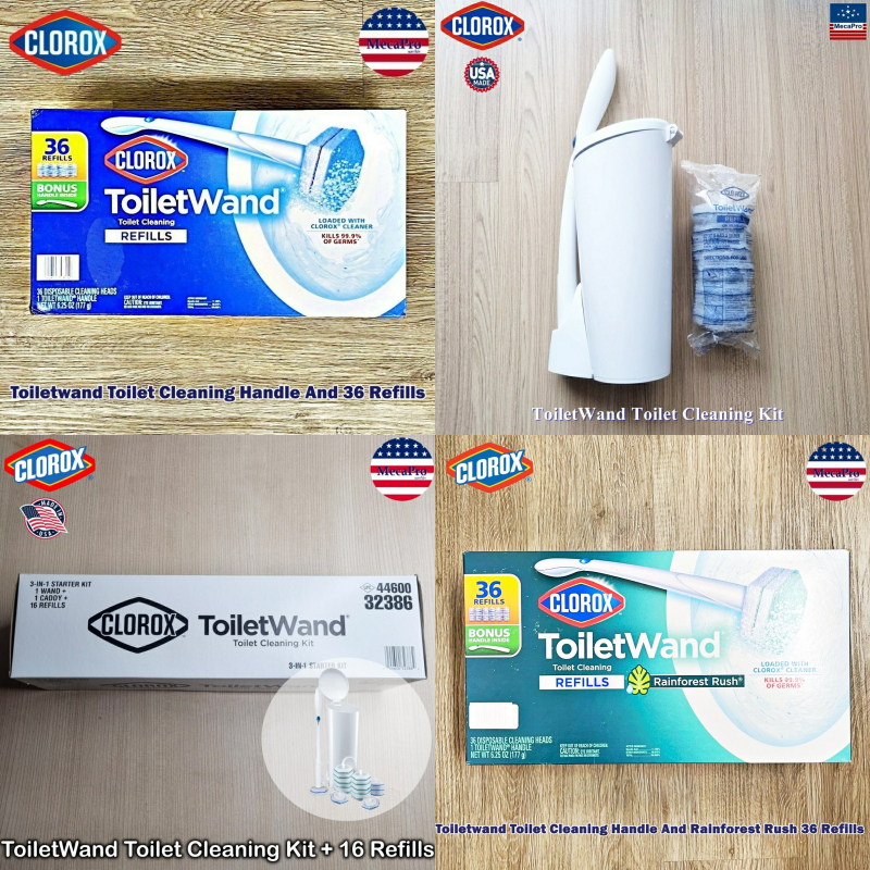 CLOROX® ToiletWand Toilet cleaning kit 3-in-1 starter kit ชุดทำความสะอาดห้องน้ำ แผ่นขัดใช้แล้วทิ้ง เข้าถึงซอกมุมลึก