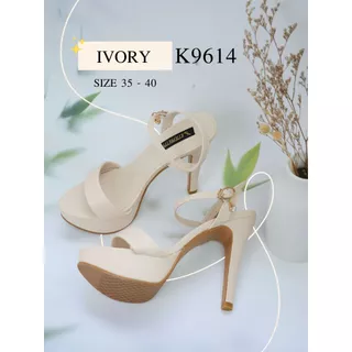 K9614 รองเท้าส้นสูง หนัง PU หนังนิ่ม ส้นแหลมสูง 5 นิ้ว เสริมหน้า 1 นิ้ว