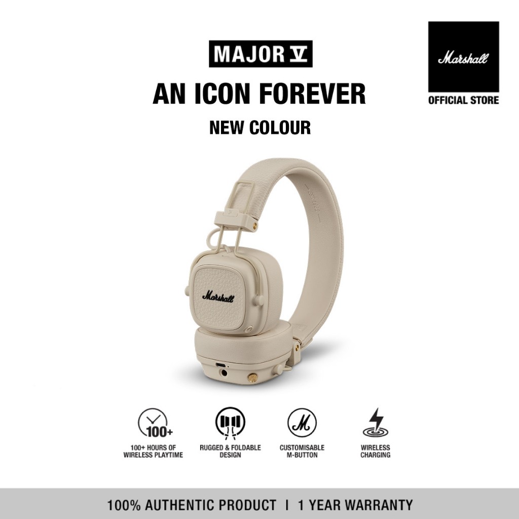 [NEW COLOUR] MARSHALL Major V bluetooth Cream - หูฟังบลูทูธ หูฟังครอบหู หูฟังไร้สาย