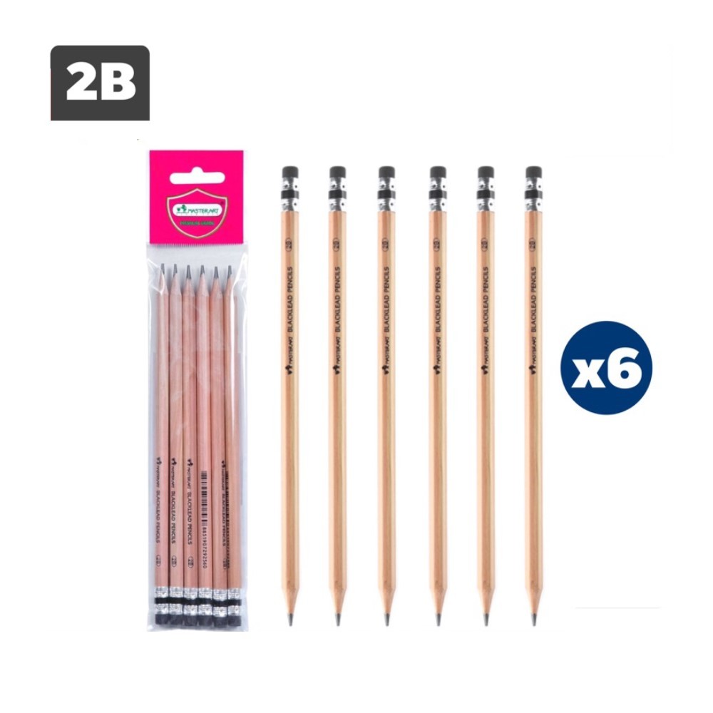 ดินสอ ดินสอดำ 2B ลายไม้ มาสเตอร์อาร์ต (1 แพ็ค 6 แท่ง)