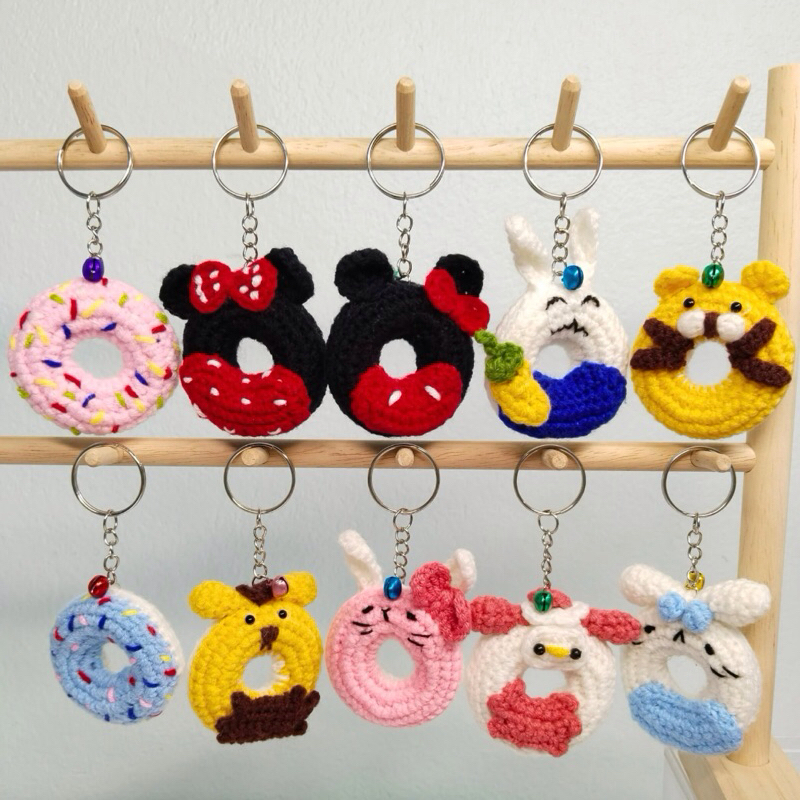 พวงกุญแจไหมพรม พวงกุญแจโดนัทลายการ์ตูน