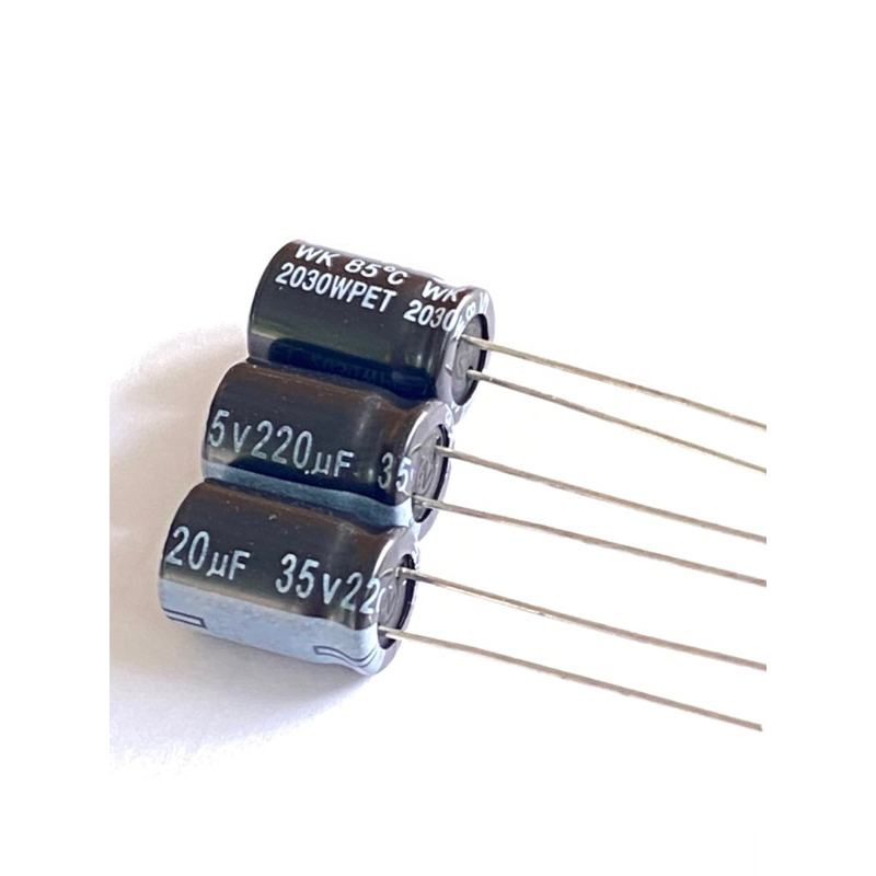 (แพ็ค10ตัว) 220UF 35V คาปาซิเตอร์ ยี่ห้อ Aishi สีดำ ขนาด 10x13mm ทนความร้อนสูง 85C C 220UF 35V C220U