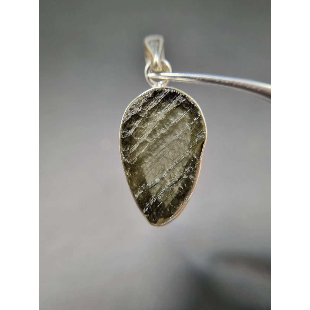 จี้ Moldavite เงินแท้ Silver AG 925/1000 Czech republic MJ24-AG31 2.9g