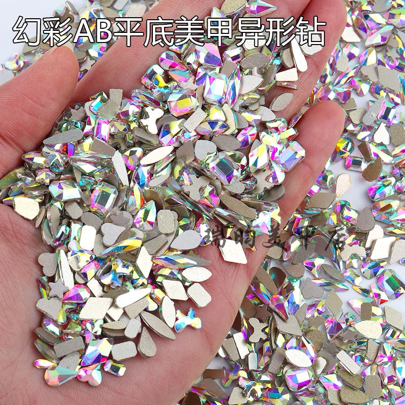 อะไหล่เพชรคริสตัลสีรุ้ง เพชรสีใส ตกแต่งหน้าเล็บ 50ชิ้น/ห่อ สินค้าพร้อมส่ง