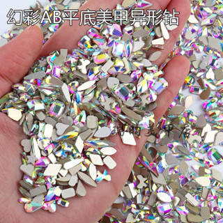 อะไหล่เพชรคริสตัลสีรุ้ง เพชรสีใส ตกแต่งหน้าเล็บ 50ชิ้น/ห่อ ส…