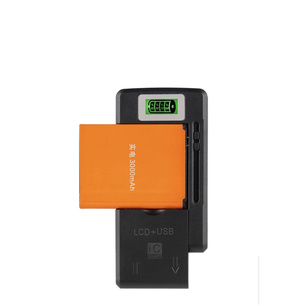 ที่ชาร์จแบตเตอรี่แบบหนีบ ที่ชาร์จแบตเตอรี่อเนกประสงค์ พอร์ต USB แบบมีจอ สีดำ
