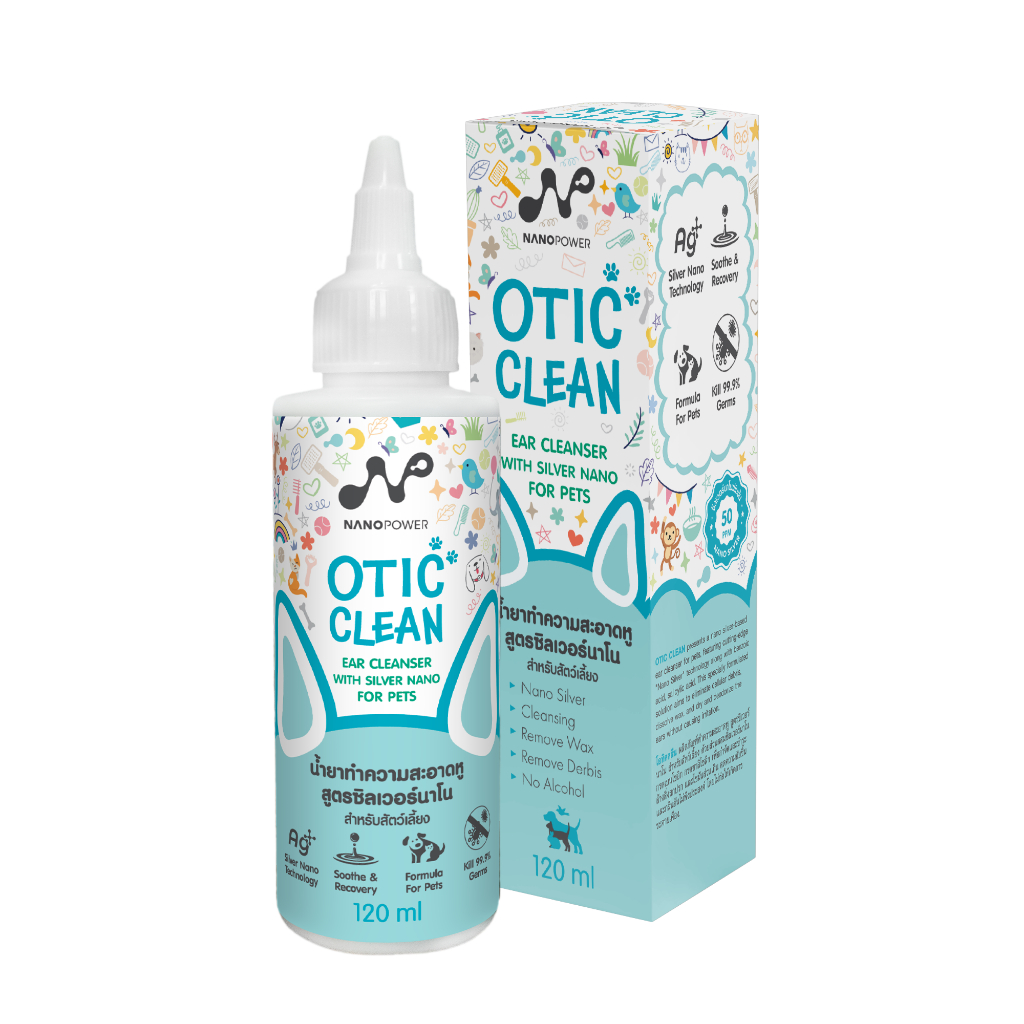 นาโนพาวเวอร์ โอติคคลีน น้ำยาทำความสะอาดหูสำหรับสัตว์เลี้ยง 120 มล. - NANOPOWE Otic Clean (Ear Cleanser) 120 ML