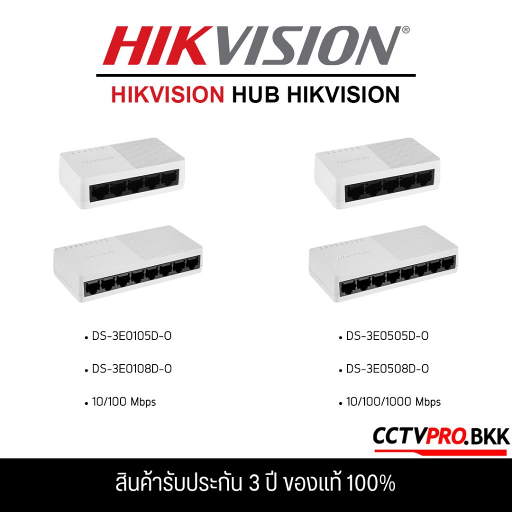 HIKVISION Switch Unmanaged DS-3E0105D-O,DS-3E0108D-O,DS-3E0505D-O,DS-3E0508D-O Non PoE (ไม่มี PoE) (รับประกัน 3 ปี)