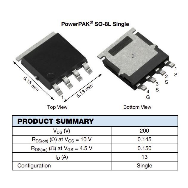 มอสเฟต SQJ454EP-T1_GE3-T SQJ454EP (จำนวน 10ชิ้น)  200V 13A 68W PowerPAK SO-8L VISHAY ของแท้