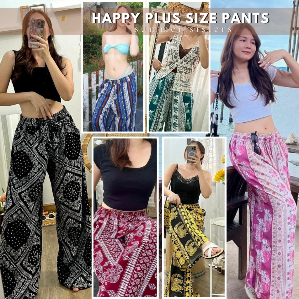 โล๊ะสต็อก⚡️ราคาพิเศษ Happy plus – กางเกงไซส์ใหญ่พิเศษ สะโพก 52“ งานเย็บไทยตะเข็บแน่น เอวรูดปรับได้ มีกระเป๋าทั้งสองข้าง