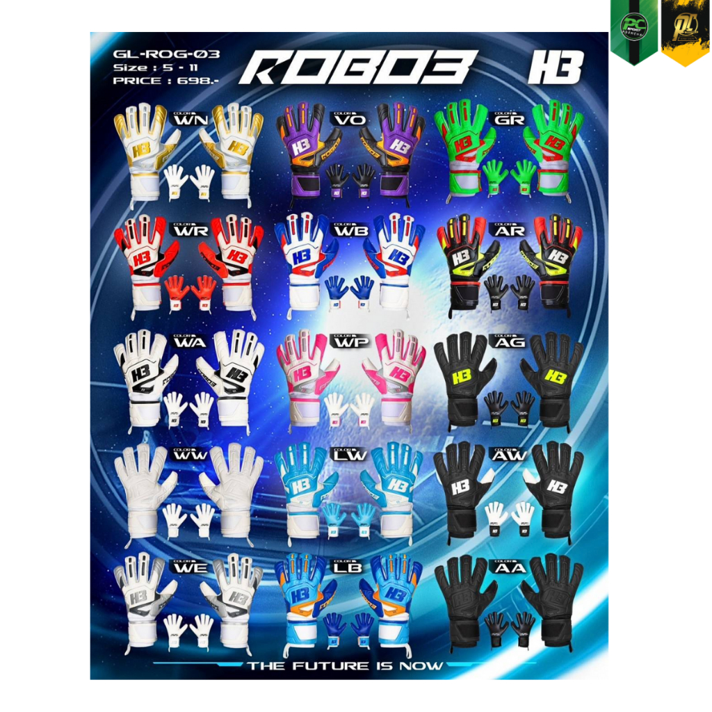 ถุงมือผู้รักษาประตู H3 รุ่น ROBO3 ของใหม่ล่าสุด ส่งไว้สต๊อกแน่น มีเก็บปลายทาง